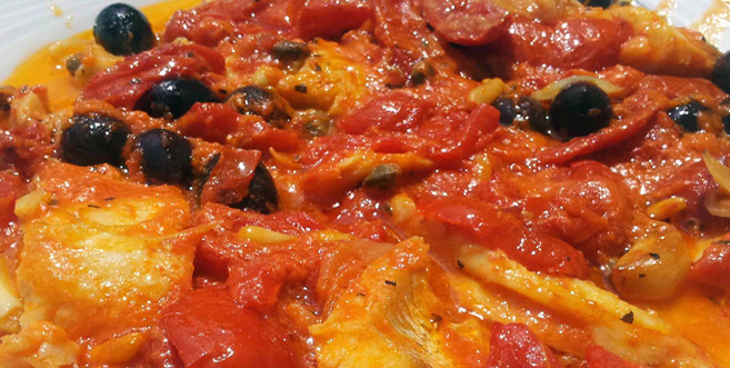 Baccalà in umido con olive nere