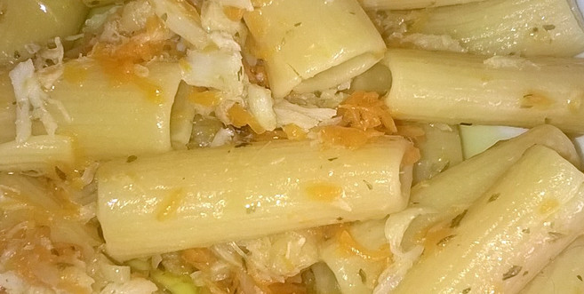 Rigatoni con zucca e baccalà